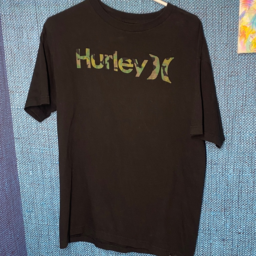 Hurley Black Tee with Camouflage Logo